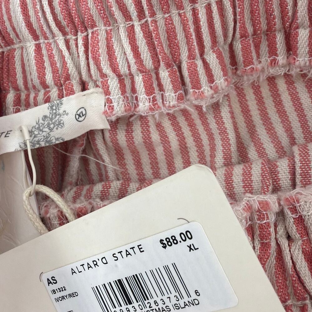 Altar'd State Collie Stripe Barrel Pant Ivory Red Size XL - Picture 6 of 10